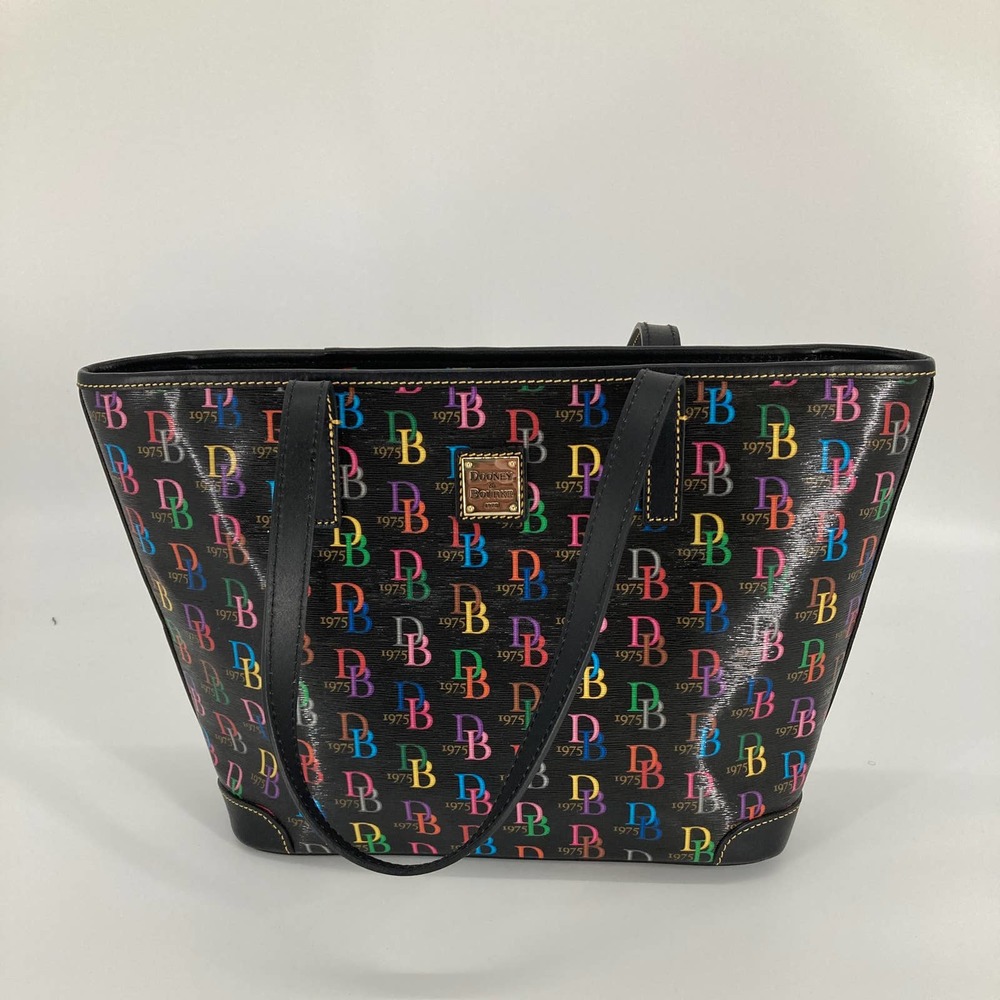 Dooney & Bourke, black signature print leather shoulder bag
